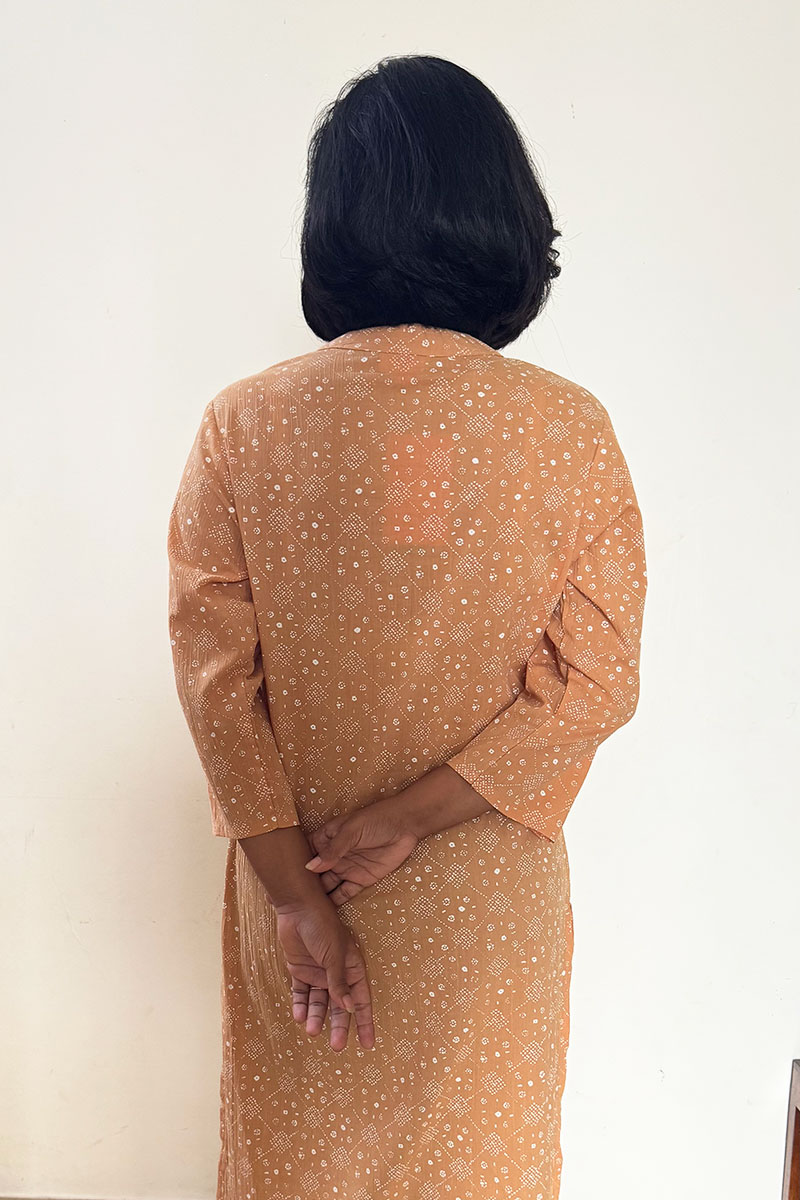 Peach Printed Straight Cotton Kurta for Women Peach Printed Straight Cotton Kurta for Women